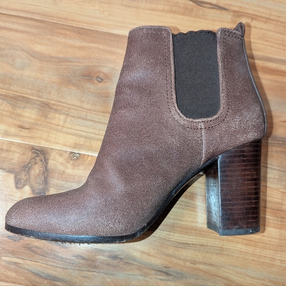 Tory Burch Leather Chelsea Boot Mocha Brown Heel Booties Women's 7 Western Boho - Picture 10 of 12